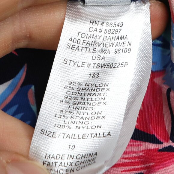 Tommy Bahama Palms Of Paradise Bandeau One-Piece Swimsuit Ruched Tie Back Blue - Picture 13 of 14